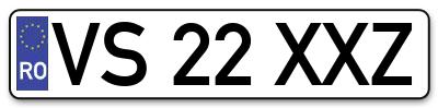 Placuta inmatriculare numar auto  VS-22-XXZ, VS 22 XXZ, VS22XXZ