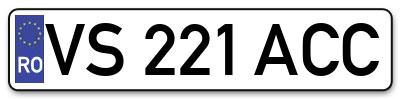 Placuta inmatriculare numar auto  VS-221-ACC, VS 221 ACC, VS221ACC