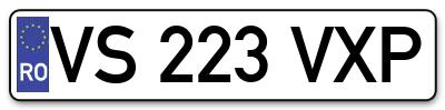 Placuta inmatriculare numar auto  VS-223-VXP, VS 223 VXP, VS223VXP