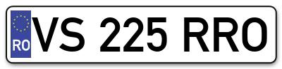 Placuta inmatriculare numar auto  VS-225-RRO, VS 225 RRO, VS225RRO