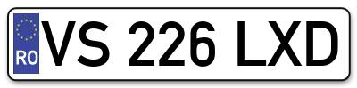 Placuta inmatriculare numar auto  VS-226-LXD, VS 226 LXD, VS226LXD