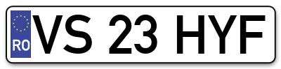 Placuta inmatriculare numar auto  VS-23-HYF, VS 23 HYF, VS23HYF