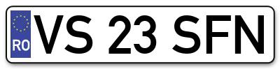Placuta inmatriculare numar auto  VS-23-SFN, VS 23 SFN, VS23SFN