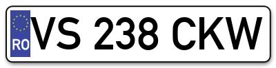 Placuta inmatriculare numar auto  VS-238-CKW, VS 238 CKW, VS238CKW