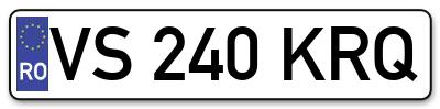 Placuta inmatriculare numar auto  VS-240-KRQ, VS 240 KRQ, VS240KRQ