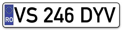 Placuta inmatriculare numar auto  VS-246-DYV, VS 246 DYV, VS246DYV