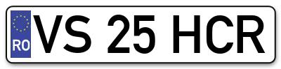 Placuta inmatriculare numar auto  VS-25-HCR, VS 25 HCR, VS25HCR