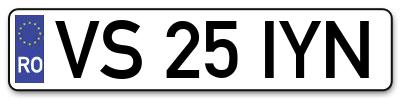Placuta inmatriculare numar auto  VS-25-IYN, VS 25 IYN, VS25IYN