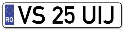 Placuta inmatriculare numar auto  VS-25-UIJ, VS 25 UIJ, VS25UIJ