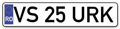Placuta inmatriculare numar auto  VS-25-URK, VS 25 URK, VS25URK