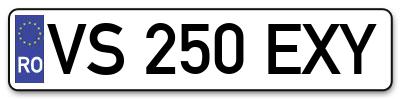 Placuta inmatriculare numar auto  VS-250-EXY, VS 250 EXY, VS250EXY