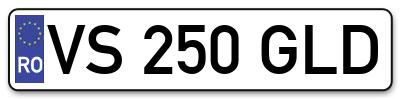 Placuta inmatriculare numar auto  VS-250-GLD, VS 250 GLD, VS250GLD