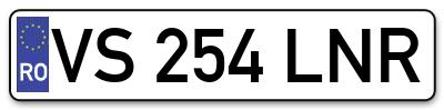 Placuta inmatriculare numar auto  VS-254-LNR, VS 254 LNR, VS254LNR