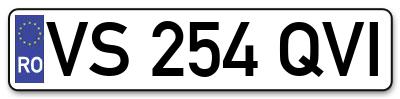 Placuta inmatriculare numar auto  VS-254-QVI, VS 254 QVI, VS254QVI