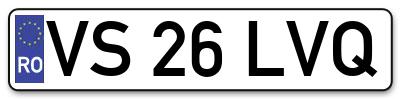 Placuta inmatriculare numar auto  VS-26-LVQ, VS 26 LVQ, VS26LVQ