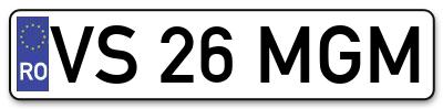 Placuta inmatriculare numar auto  VS-26-MGM, VS 26 MGM, VS26MGM