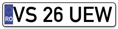 Placuta inmatriculare numar auto  VS-26-UEW, VS 26 UEW, VS26UEW