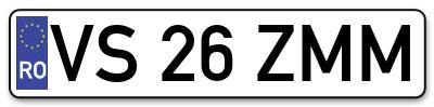Placuta inmatriculare numar auto  VS-26-ZMM, VS 26 ZMM, VS26ZMM
