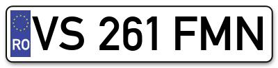 Placuta inmatriculare numar auto  VS-261-FMN, VS 261 FMN, VS261FMN