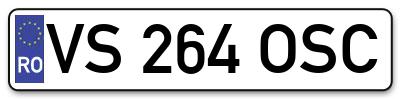 Placuta inmatriculare numar auto  VS-264-OSC, VS 264 OSC, VS264OSC