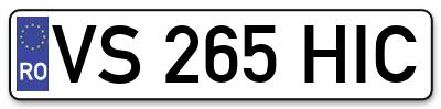 Placuta inmatriculare numar auto  VS-265-HIC, VS 265 HIC, VS265HIC