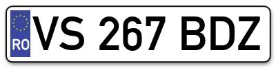 Placuta inmatriculare numar auto  VS-267-BDZ, VS 267 BDZ, VS267BDZ