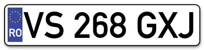 Placuta inmatriculare numar auto  VS-268-GXJ, VS 268 GXJ, VS268GXJ