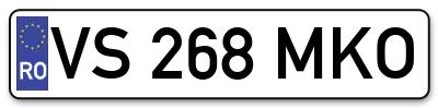 Placuta inmatriculare numar auto  VS-268-MKO, VS 268 MKO, VS268MKO