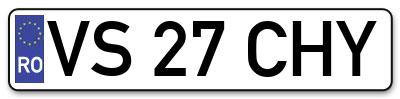 Placuta inmatriculare numar auto  VS-27-CHY, VS 27 CHY, VS27CHY