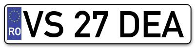 Placuta inmatriculare numar auto  VS-27-DEA, VS 27 DEA, VS27DEA