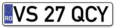 Placuta inmatriculare numar auto  VS-27-QCY, VS 27 QCY, VS27QCY
