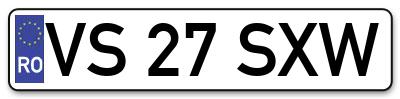 Placuta inmatriculare numar auto  VS-27-SXW, VS 27 SXW, VS27SXW