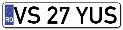 Placuta inmatriculare numar auto  VS-27-YUS, VS 27 YUS, VS27YUS