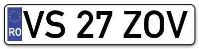 Placuta inmatriculare numar auto  VS-27-ZOV, VS 27 ZOV, VS27ZOV