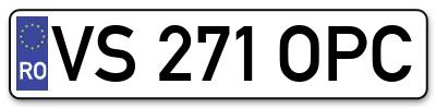 Placuta inmatriculare numar auto  VS-271-OPC, VS 271 OPC, VS271OPC