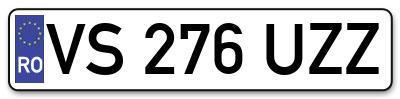 Placuta inmatriculare numar auto  VS-276-UZZ, VS 276 UZZ, VS276UZZ