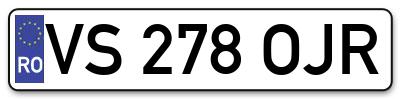 Placuta inmatriculare numar auto  VS-278-OJR, VS 278 OJR, VS278OJR