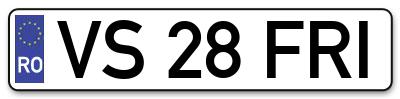 Placuta inmatriculare numar auto  VS-28-FRI, VS 28 FRI, VS28FRI