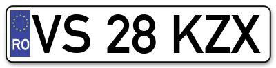 Placuta inmatriculare numar auto  VS-28-KZX, VS 28 KZX, VS28KZX