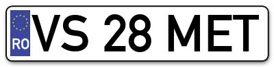 Placuta inmatriculare numar auto  VS-28-MET, VS 28 MET, VS28MET