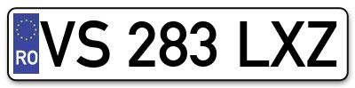 Placuta inmatriculare numar auto  VS-283-LXZ, VS 283 LXZ, VS283LXZ