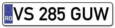 Placuta inmatriculare numar auto  VS-285-GUW, VS 285 GUW, VS285GUW