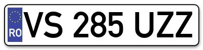Placuta inmatriculare numar auto  VS-285-UZZ, VS 285 UZZ, VS285UZZ