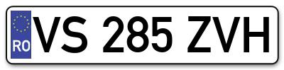 Placuta inmatriculare numar auto  VS-285-ZVH, VS 285 ZVH, VS285ZVH