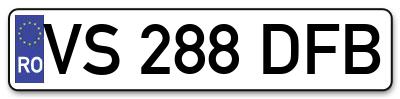 Placuta inmatriculare numar auto  VS-288-DFB, VS 288 DFB, VS288DFB