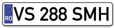 Placuta inmatriculare numar auto  VS-288-SMH, VS 288 SMH, VS288SMH