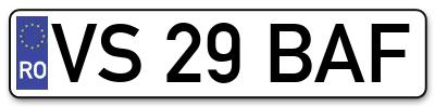 Placuta inmatriculare numar auto  VS-29-BAF, VS 29 BAF, VS29BAF