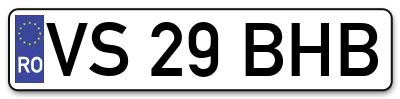 Placuta inmatriculare numar auto  VS-29-BHB, VS 29 BHB, VS29BHB