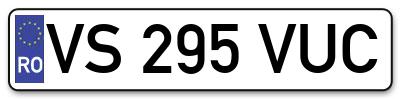 Placuta inmatriculare numar auto  VS-295-VUC, VS 295 VUC, VS295VUC