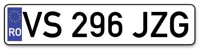Placuta inmatriculare numar auto  VS-296-JZG, VS 296 JZG, VS296JZG